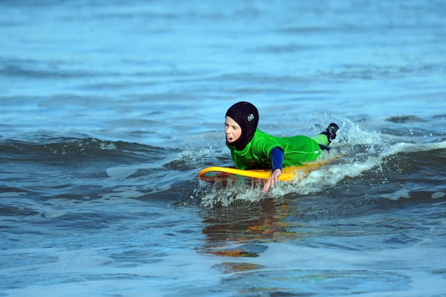 Competitors in the under 12's category of South Shields Surf School's Octuberfest surf competition at Sandhaven Beach, South Shields.