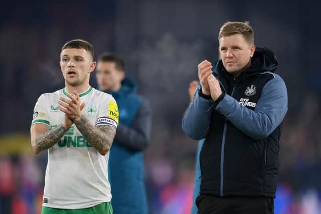 Newcastle United captain Kieran Trippier and head coach Eddie Howe at Selhurst Park in January.