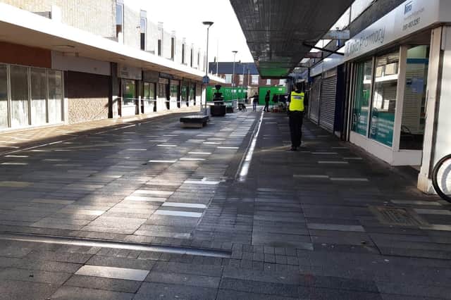 The scene of the alleged assault in St John's Precinct, Hebburn. The police cordon has since been removed.