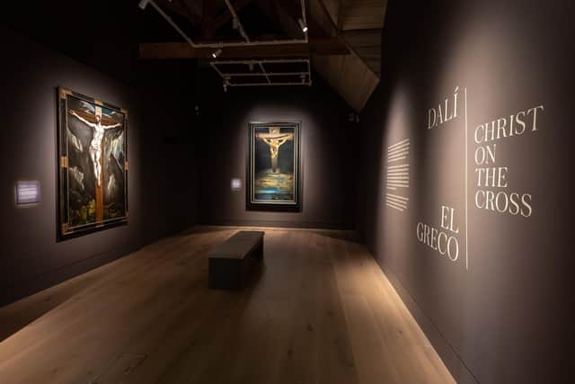 Dali is displayed next to Christ on the Cross, Doménikos Theotokópoulos, known as ‘El Greco’ 1541–1614, Oil on canvas, 1600–1610, The Spanish Gallery, Bishop Auckland. Acquired with Art Fund support with a contribution from the Wolfson Foundation. Photo - Justin Piperger