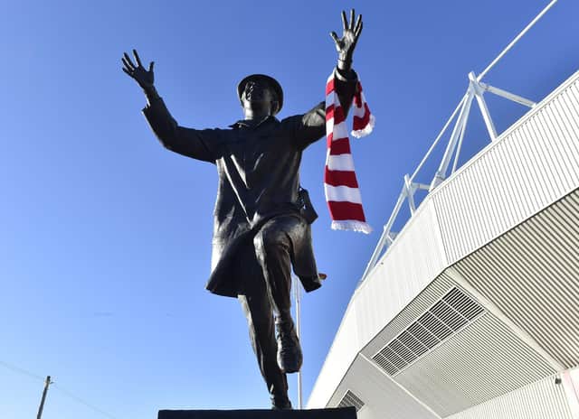 The Bob Stokoe statue outside Sunderland's Stadium of Light ground.