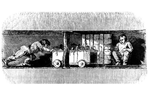 Child labour was common in coal mines in 1832. Picture courtesy of Follonsby Wardley Miners Lodge Banner Community Heritage Group.