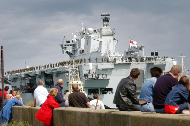 HMS Ocean entering the River Wear on a visit to Sunderland in 2005.