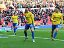 Dan Neil celebrates his goal against Crewe. Picture by FRANK REID.