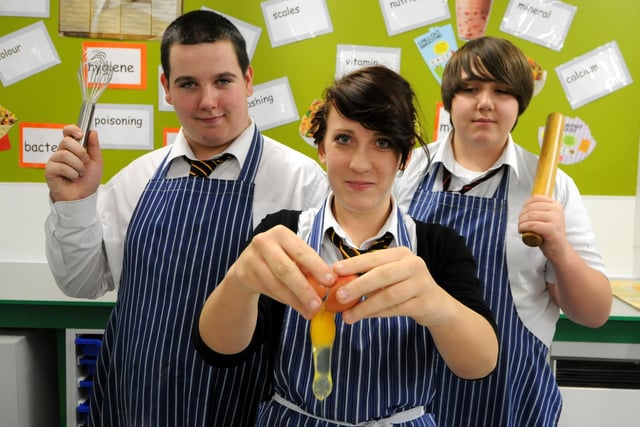 Three Hebburn Comprehensive students were taking part in a national cooking event in 2011. Pictured from left to right are Glen Egdell, Gemma Hall and Thomas Davies.