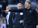 Leeds United were charged by the FA over an incident involving a fan who was able to confront Eddie Howe at Elland Road. Pic: Getty