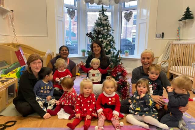 Children at Nurserytime South Shields taking part in a yoga session with Vanathi Webster.