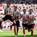 Elliot Embleton celebrates his stunning goal at the Stadium of Light