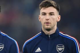 Kieran Tierney of Arsenal before the FA Cup 4th round match between Manchester City and Arsenal at Etihad Stadium on January 27, 2023 in Manchester, England. (Photo by David Price/Arsenal FC via Getty Images)