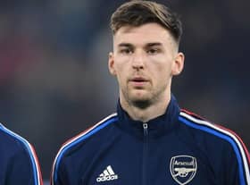 Kieran Tierney of Arsenal before the FA Cup 4th round match between Manchester City and Arsenal at Etihad Stadium on January 27, 2023 in Manchester, England. (Photo by David Price/Arsenal FC via Getty Images)