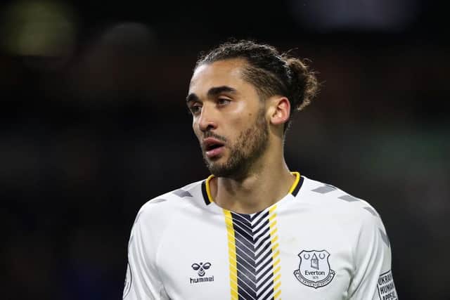 Dominic Calvert-Lewin of Everton looks on during the Premier League match between Burnley and Everton at Turf Moor on April 06, 2022 in Burnley, England. (Photo by Jan Kruger/Getty Images)
