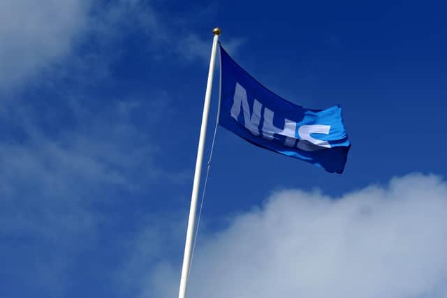 The NHS flag flies above South Shields Town Hall.