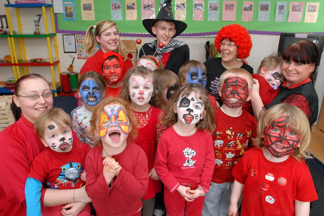 Beach Hill Nursery staff and children had great fun for Comic Relief 13 years ago. Who do you recognise in this photo?