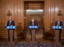 Chief Medical Officer, Chris Whitty, Prime Minister Boris Johnson and Government Chief Scientific Adviser, Sir Patrick Vallance. Picture: Jack Hill - WPA Pool/Getty Images.