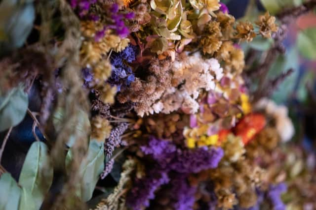 The garland features 30,000 flowers from the project's walled garden