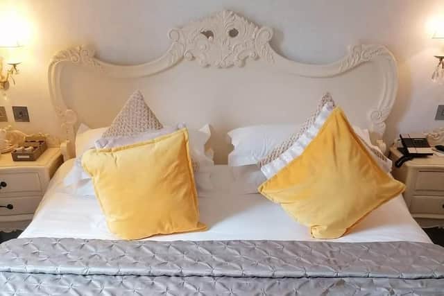 The large bed in one of Karma Sanctum's spacious deluxe doubles. Image: Sister London