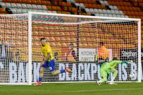 Aiden O'Brien celebrates scoring Sunderland's winning goal at Blackpool.