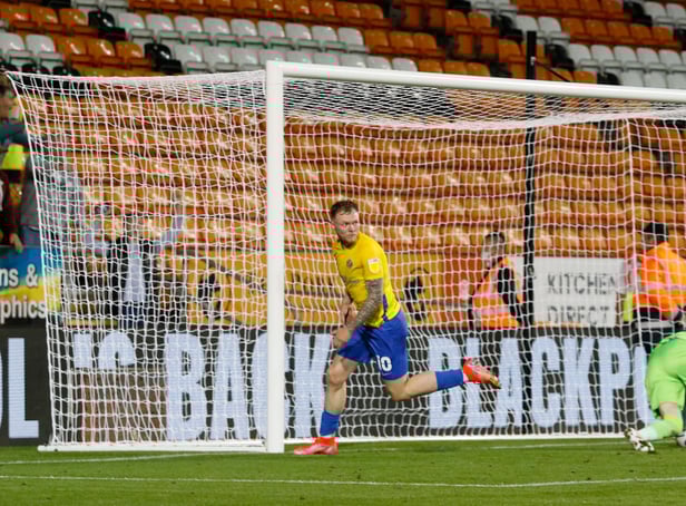 Aiden O'Brien celebrates scoring Sunderland's winning goal at Blackpool.