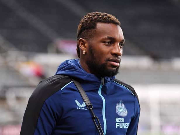 Newcastle United winger Allan Saint-Maximin arriving at St James's Park tonight.