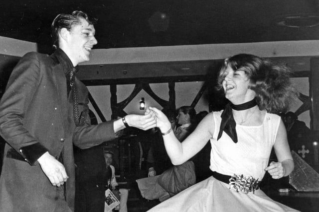 Rockers Lynn Oxley of Boldon Colliery, and "Big Bopper" Al Richardson on the dance floor at the Tavern night club 45 years ago.