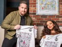 James Dixon and Jade Thirlwall present the community shirt at its launch in October