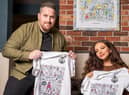 James Dixon and Jade Thirlwall present the community shirt at its launch in October