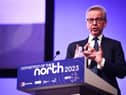 Michael Gove, Secretary of State for Levelling Up, Housing and Communities, speaking at the Convention of the North in Manchester. PIC: James Speakman/PA Wire