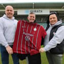 Left to right, Durata managing director John McGee, South Shields FC operations director Carl Mowatt and Durata director Alison McGee.