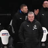 Steve Bruce, Graeme Jones and Steve Agnew in the dugout at St James's Park.