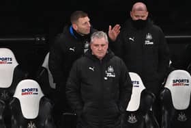 Steve Bruce, Graeme Jones and Steve Agnew in the dugout at St James's Park.