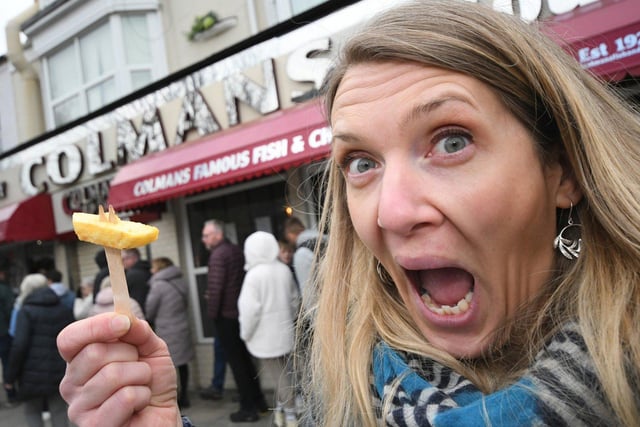 Suzie Cooper from Linthorpe travelled to Ocean Road,South Shields for her Good Friday fish and chips.