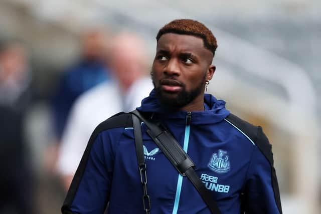 Allan Saint-Maximin of Newcastle United arrives at the stadium prior to the Premier League match between Newcastle United and West Ham United at St. James Park on February 04, 2023 in Newcastle upon Tyne, England. (Photo by Ian MacNicol/Getty Images)