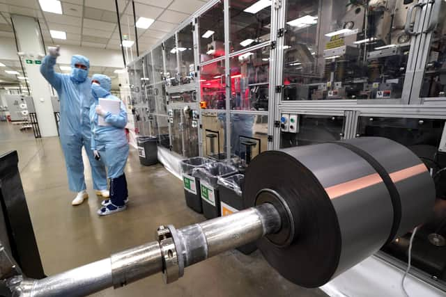 Workers at the Envision AESC UK Ltd battery plant based at Nissan in Sunderland where batteries for the Nissan Leaf are produce. The Japanese car giant Nissan has announced that they are to build a new electric model and huge battery plant in the UK in a massive boost to the automotive industry.