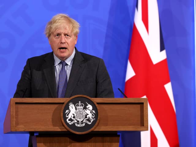 Prime Minister Boris Johnson, during a media briefing in Downing Street, London, on coronavirus (Covid-19). Picture date: Monday June 14, 2021.