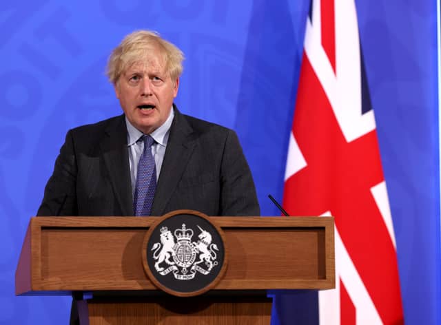 Prime Minister Boris Johnson, during a media briefing in Downing Street, London, on coronavirus (Covid-19). Picture date: Monday June 14, 2021.
