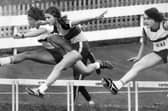 Jarrow and Hebburn's Dawn  Frazer (centre) on her way to winning the 75 metres hurdles in the Track League meeting at Gypies Green in 1977.