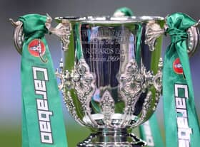 A general view of the Carabao Cup trophy prior to the Carabao Cup Quarter Final match between Newcastle United and Leicester City at St James' Park on January 10, 2023 in Newcastle upon Tyne, England. (Photo by George Wood/Getty Images)