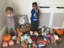 Nurserytime children with some of the food collected.