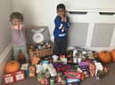 Nurserytime children with some of the food collected.