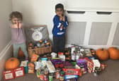 Nurserytime children with some of the food collected.