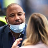 John Barnes is seen during the Premier League match between Everton FC and Liverpool FC at Goodison Park on June 21, 2020 in Liverpool, England.