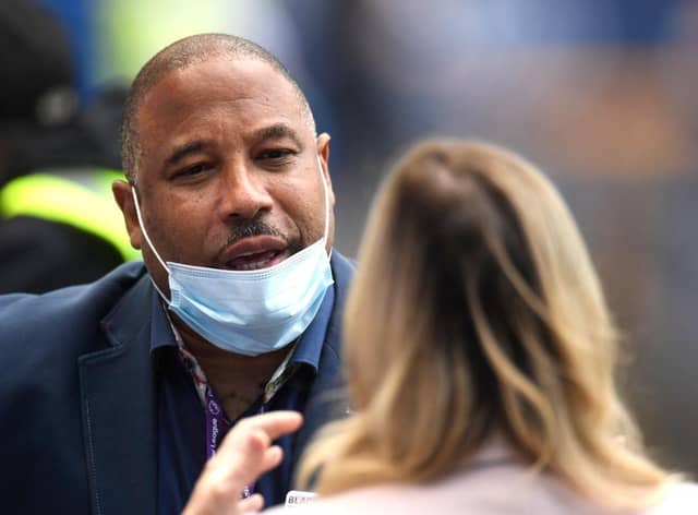 John Barnes is seen during the Premier League match between Everton FC and Liverpool FC at Goodison Park on June 21, 2020 in Liverpool, England.