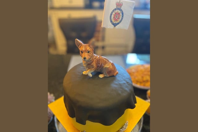 A four-legged friend finishes off this special cake. Claire's one of our star bakers!