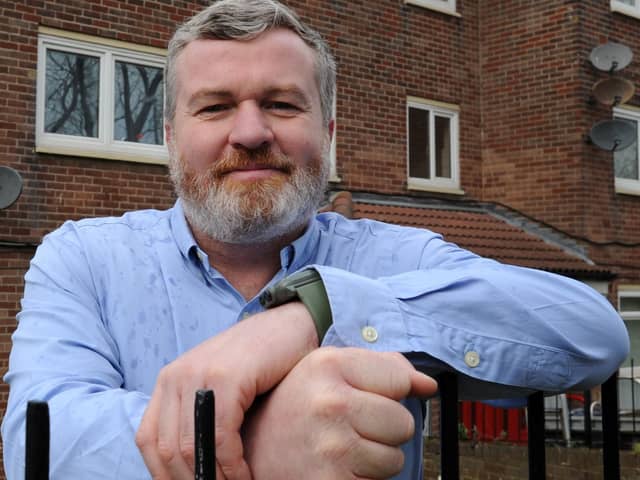 Lee Moore, Armed Forces Support Officer, at the veterans' accommodation, Bedford Avenue, South Shields.