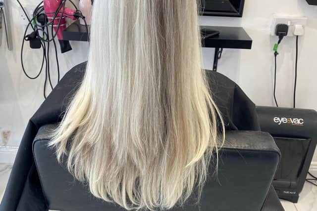 How Jane's hair looked just before the cut.