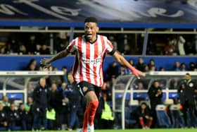 Amad Diallo celebrates after scoring for Sunderland.