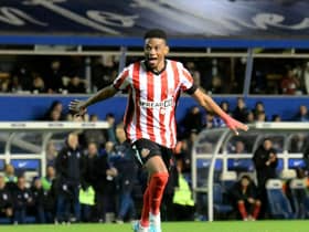 Amad Diallo celebrates after scoring for Sunderland.