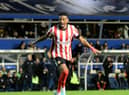 Amad Diallo celebrates after scoring for Sunderland.