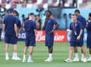 Newcastle United's Kieran Trippier with his England team-mates after of this afternoon's opener against Iran at the Khalifa International Stadium in Doha, Qatar.