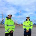 (l-r) Tom Nightingale, North East Stakeholder Manager, Equinor; Matt Beeton, CEO, Port of Tyne; Rt Hon Anne-Marie Trevelyan, Minister of State for Business, Energy and Industrial Strategy